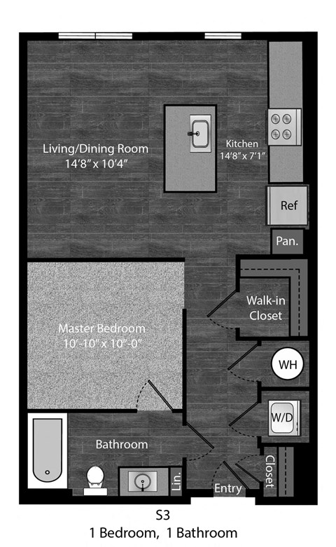 Faulkner Studio with dimensions